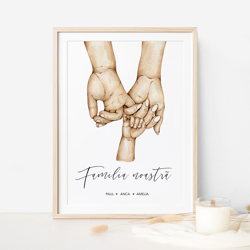 Tablou personalizat Mâini familie, 1 Bebeluș