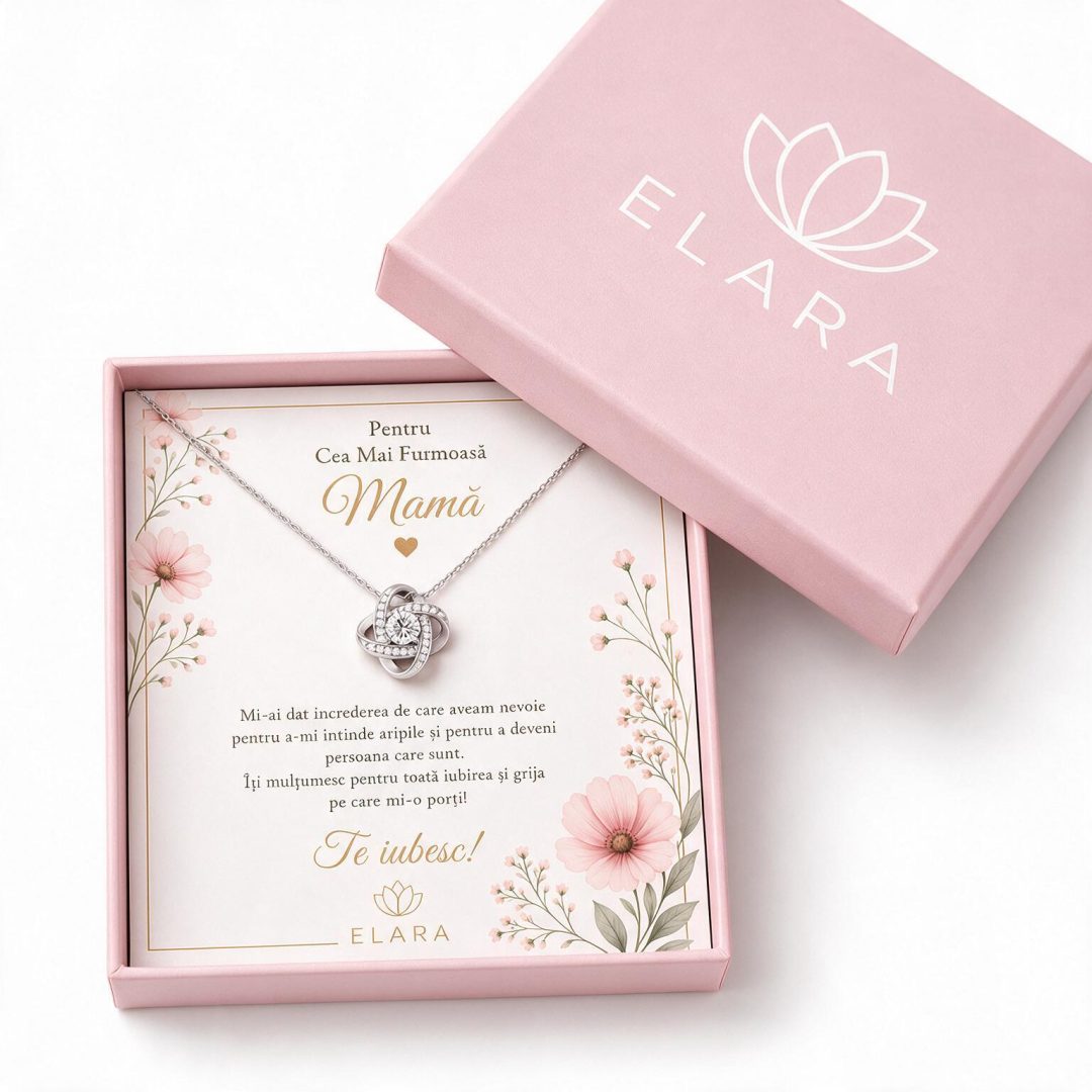 Colier pentru Mamă – „Cea Mai Frumoasă Mamă” | Cutie Premium ELARA, Cadou Elegant cu Mesaj